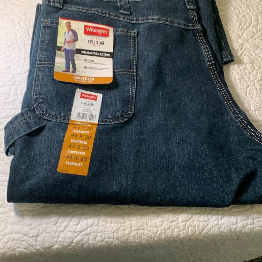Wrangler Men's Blue Carpenter Jeans Size 44-30 NEW 5 Star premium W/Deep Pockets - Picture 8 of 8